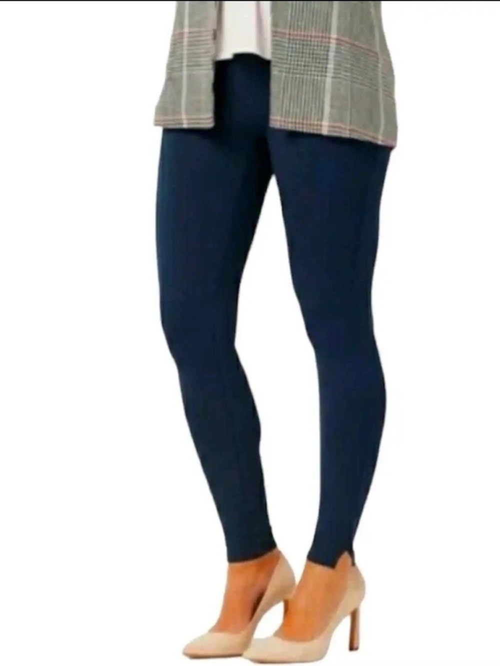 SPANX Navy Ankle Length Ponte Leggings 1X Plus Size High Rise Shaping